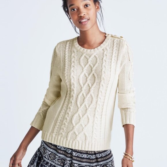 Madewell Sweaters - VGUC Madewell x Sezane Marin Cable Knit Sweater in Antique Cream Size XXS